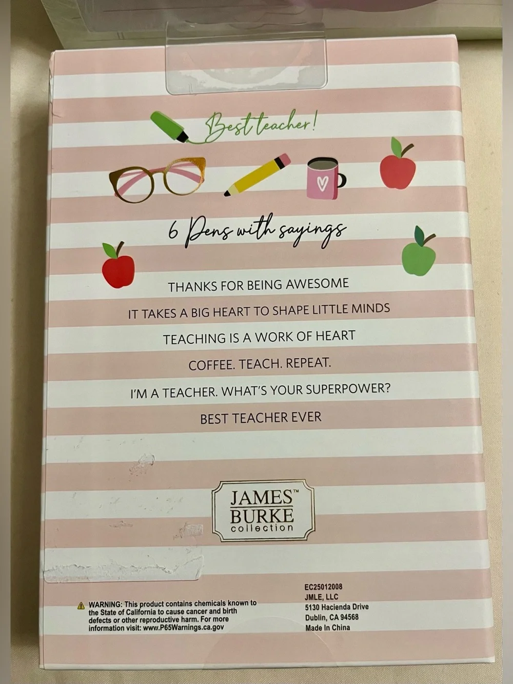 JAMES BURKE NWT Teacher Bundle. Notepad, Pen Set & Keychain/Bag Charm.